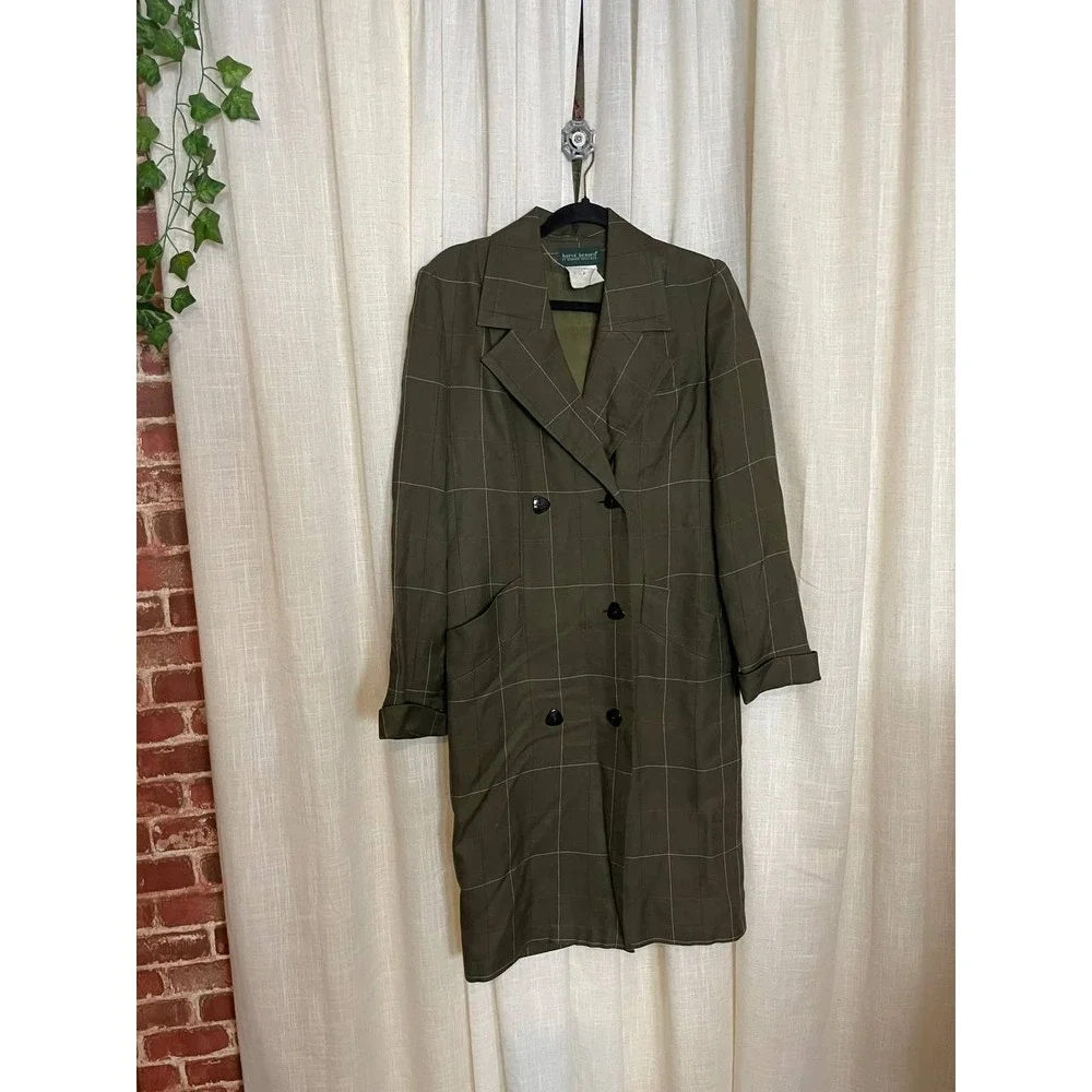 Harve Benard Benard‎ Holtzman Brown Plaid Trench Coat Women 4 Elegant Classy